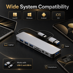 Hub USB 8-en-1 | Compatible Windows, macOS, Android et iOS