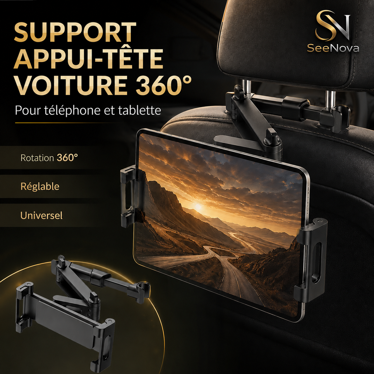 Support universel pour téléphone et tablette | Appuie-tête de voiture