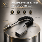 Adaptateur audio Bluetooth USB-A vers prise 3,5 mm