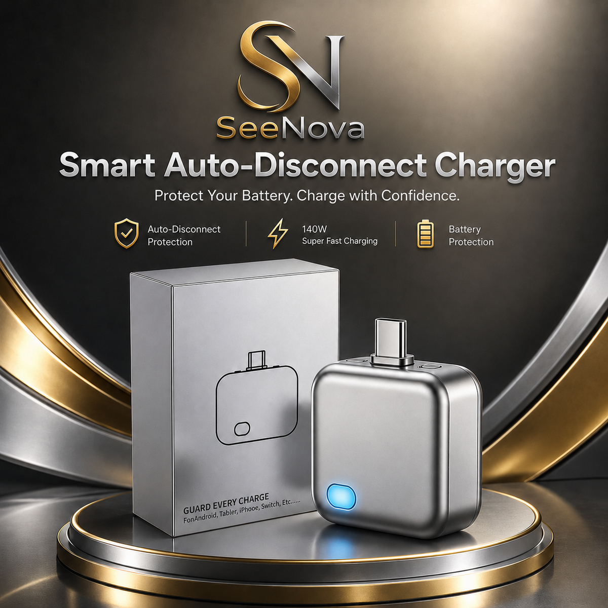 Adaptateur USB-C Intelligent 140W |Protection Automatique