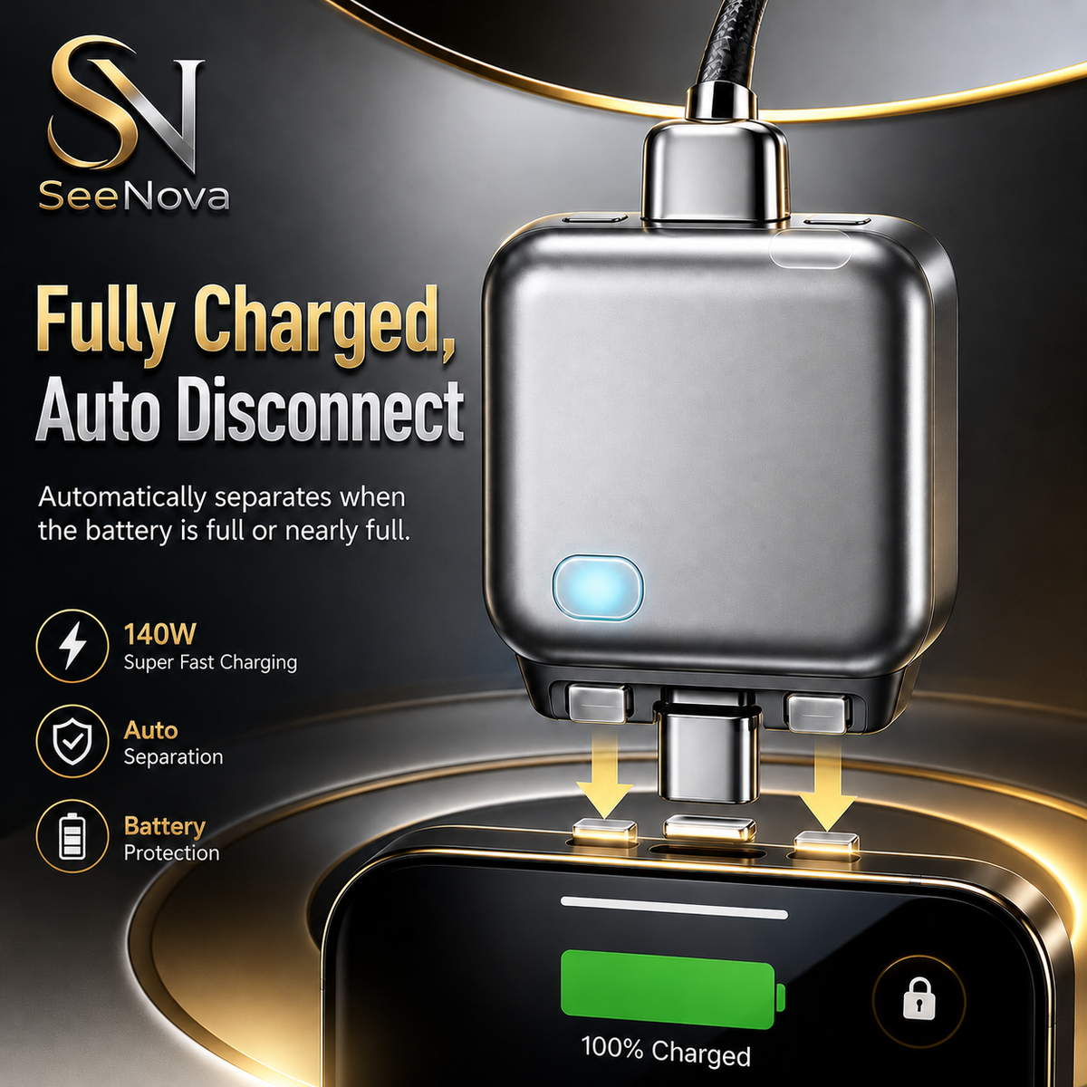 Adaptateur USB-C Intelligent 140W |Protection Automatique