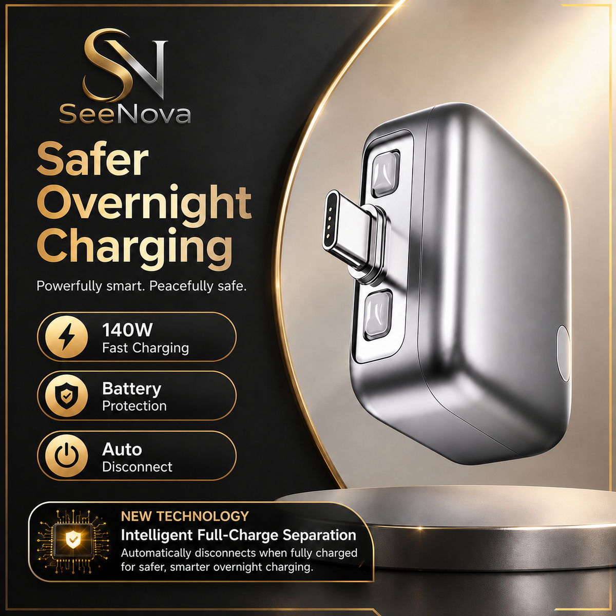 Adaptateur USB-C Intelligent 140W |Protection Automatique