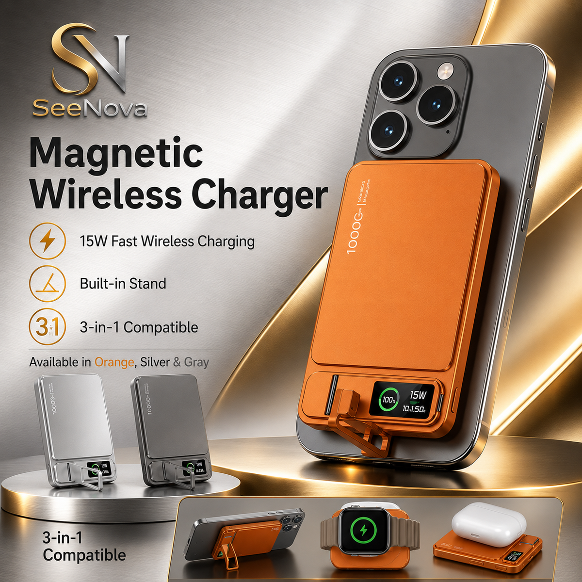 Batterie externe magnétique 10 000 mAh|aluminium