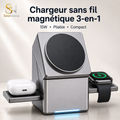 Station de recharge sans fil magnétique 3-en-1 pliable – 15W