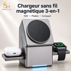 Station de recharge sans fil magnétique 3-en-1 pliable – 15W