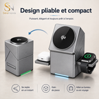 Station de recharge sans fil magnétique 3-en-1 pliable – 15W