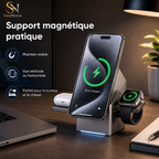 Station de recharge sans fil magnétique 3-en-1 pliable – 15W