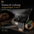 Station de recharge sans fil magnétique 3-en-1 pliable – 15W