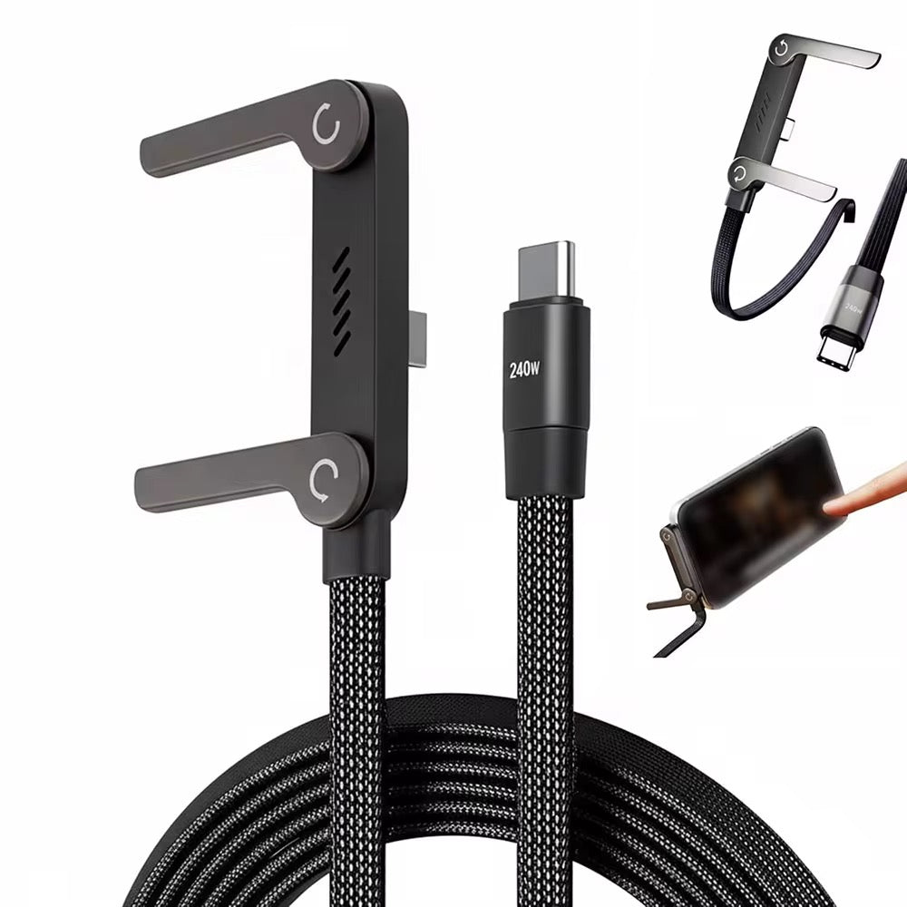Câble USB-C 240 W avec support de téléphone pliable