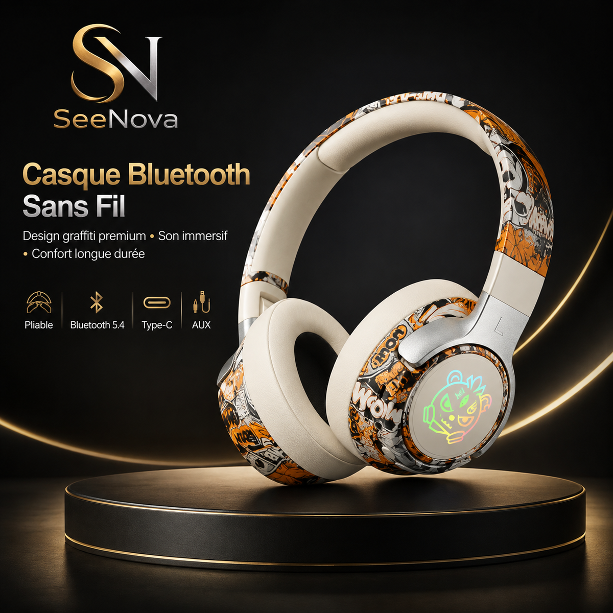 Casque Bluetooth Tendance RGB